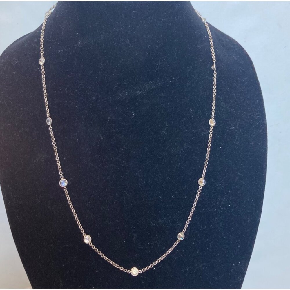 JCM Jacmel Sterling Silver CZ Station Necklace 24 in Feminine Minimalist Sparkle